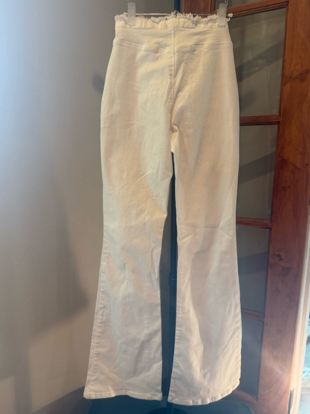 BDG Urban Outfitters White Flare Jeans Size 29 Raw Hem High Rise Y2K Boho - Picture 8 of 12